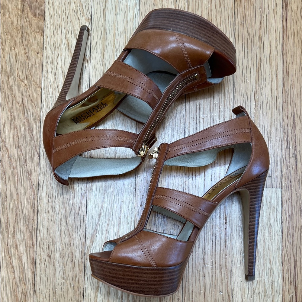 Michael Kors Berkley Leather Platform Stiletto Sandals